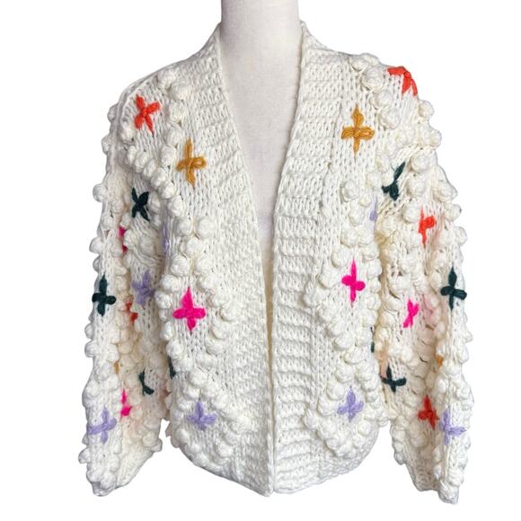 Anthropologie Sweaters - Anthropologie Rare In Things Bauble Chunky Knit Cardigan Bubble Popcorn One Size